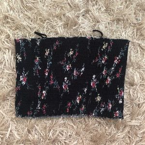 Garage Black Floral Cinched Tube Top